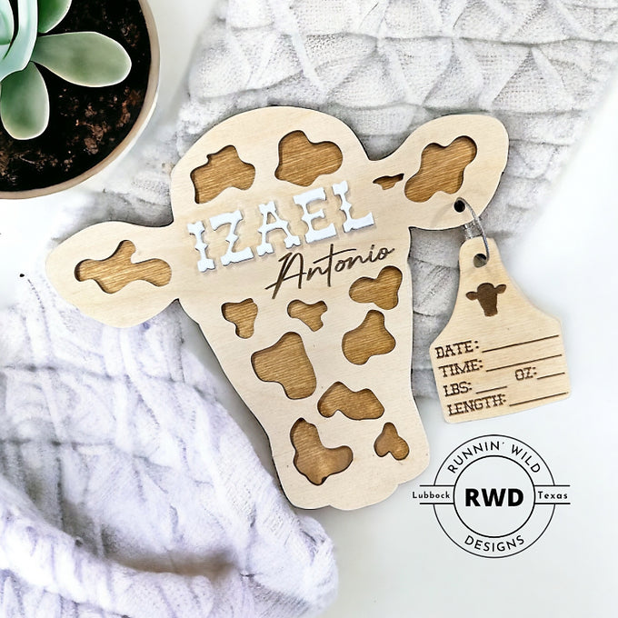 Personalized Cow Birth Announcement