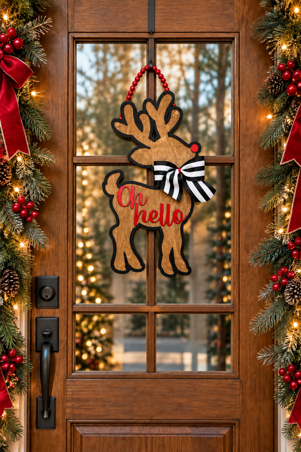 Oh Hello - Rudolph Door Hanger
